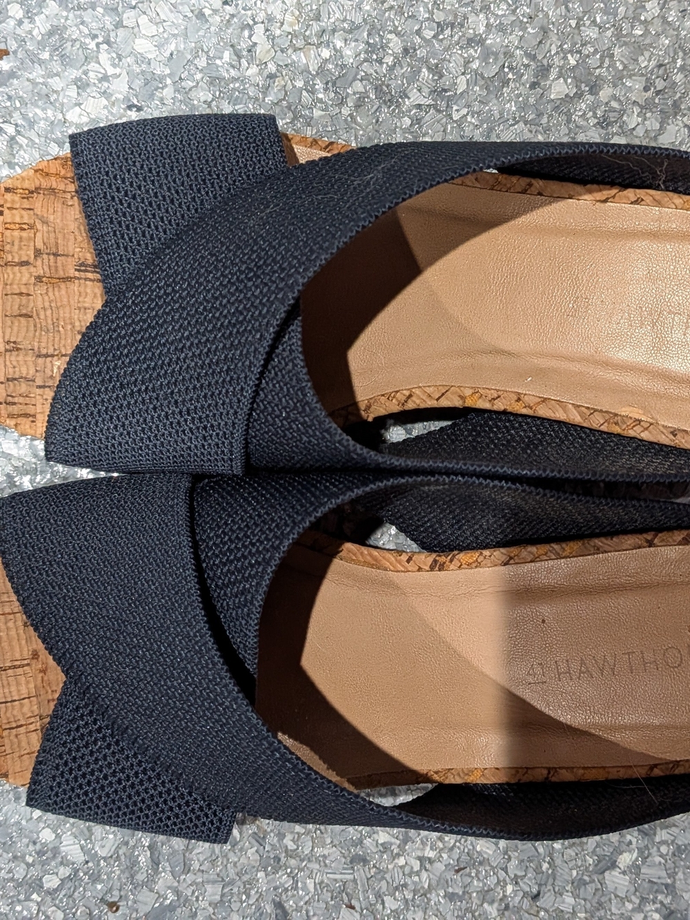 Women's 41 Hawthorne Navy Elastic Strap Cork-Trim Sandals
